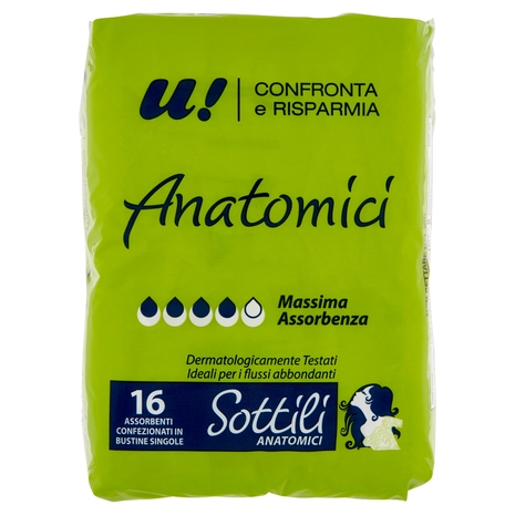 16 Assorbenti Sottili Anatomici U! Confronta e Risparmia